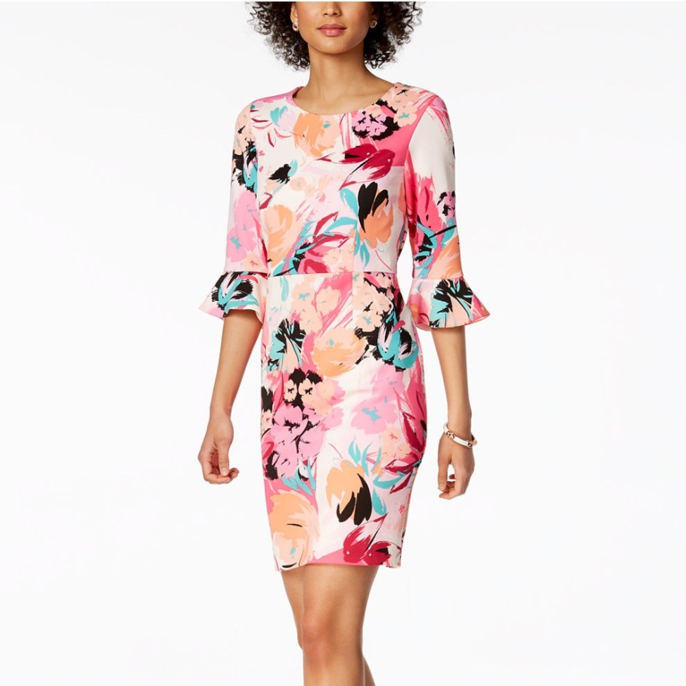 Nine West bright pink floral dress